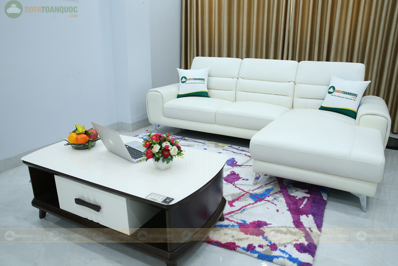ghế sofa da công nghiệp màu trắng kem