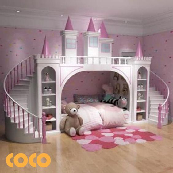 giường ngủ 2 tầng cho bé gái toà lâu đài