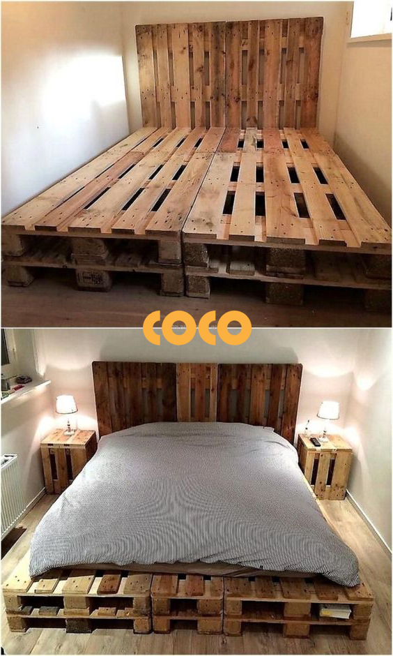 giường ngủ gỗ pallet kiểu nhật sàn thấp