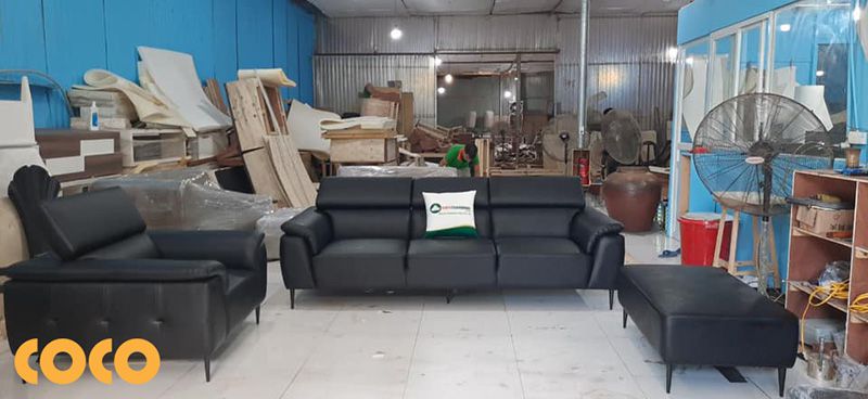 bộ ghế sofa 3 món sử dụng da công nghiệp